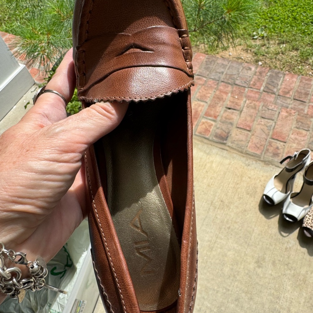 MIA Brown Leather Loafers Moccasin-Style Slip-Ons